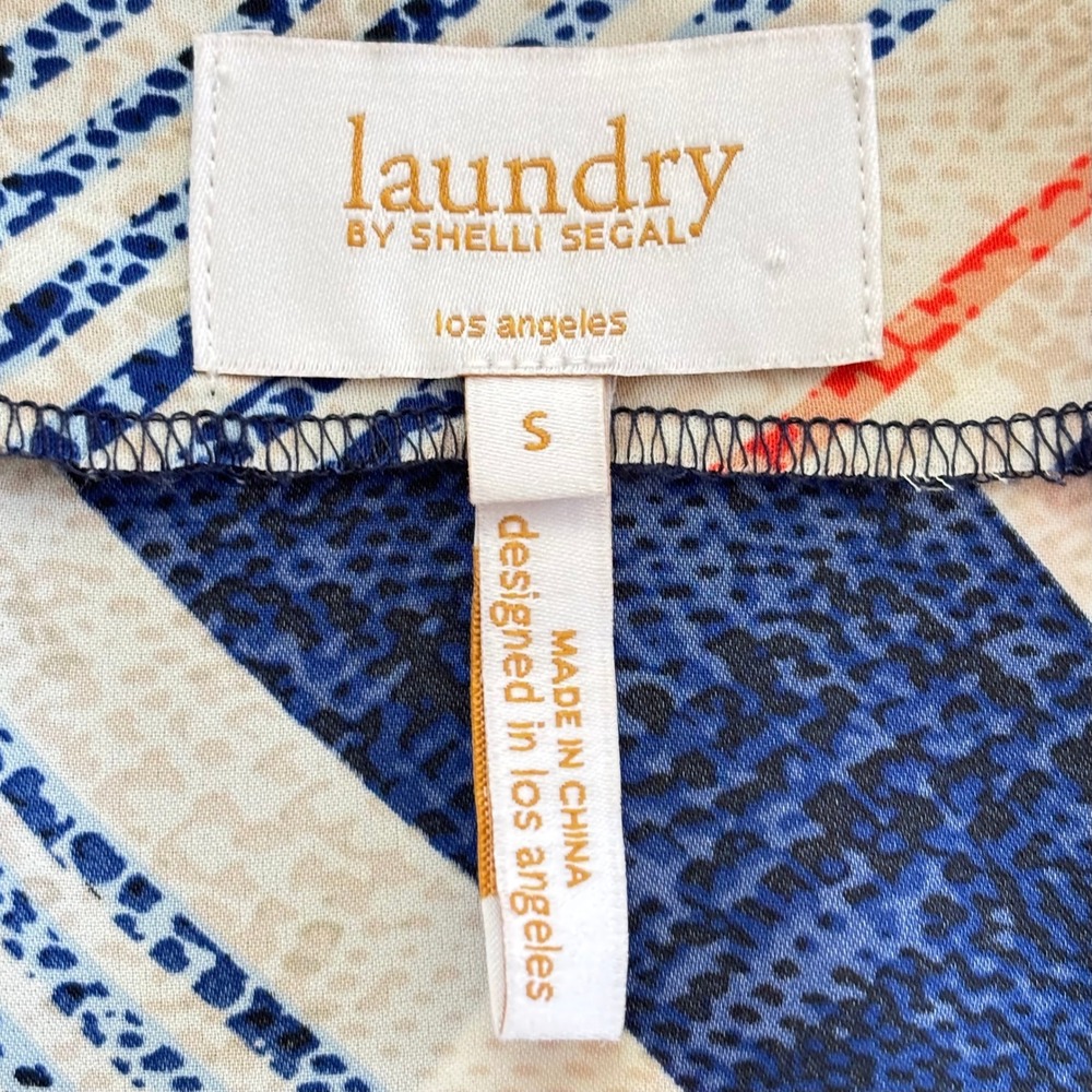 Laundry Shelli Segal Navy Nautical Stripe Edgy Grommet‎ Lace Up V-Neck Blouse S - Picture 7 of 9